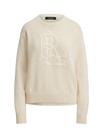 Maglione in cotone pettinato con logo ricamato