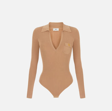 Body in maglia con ricami à jour