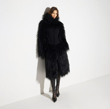 Cappotto effetto pelo con bustier