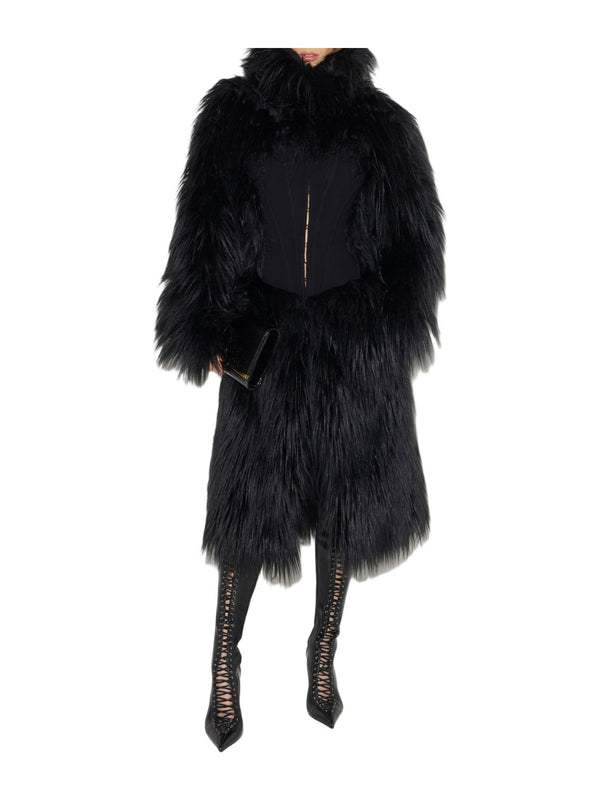 Cappotto effetto pelo con bustier