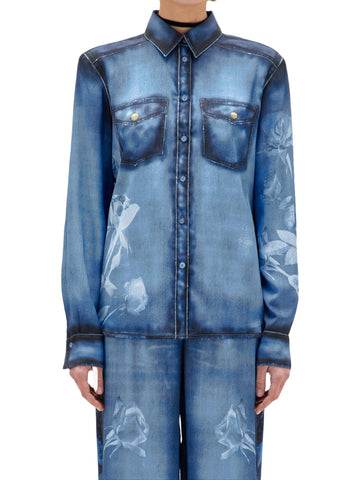 Blugirl Camicia in raso effetto denim