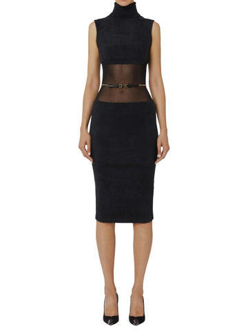 Elisabetta Franchi Abito effetto pelo con cintura