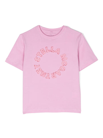 Stella McCartney T-shirt con logo circolare in spugna