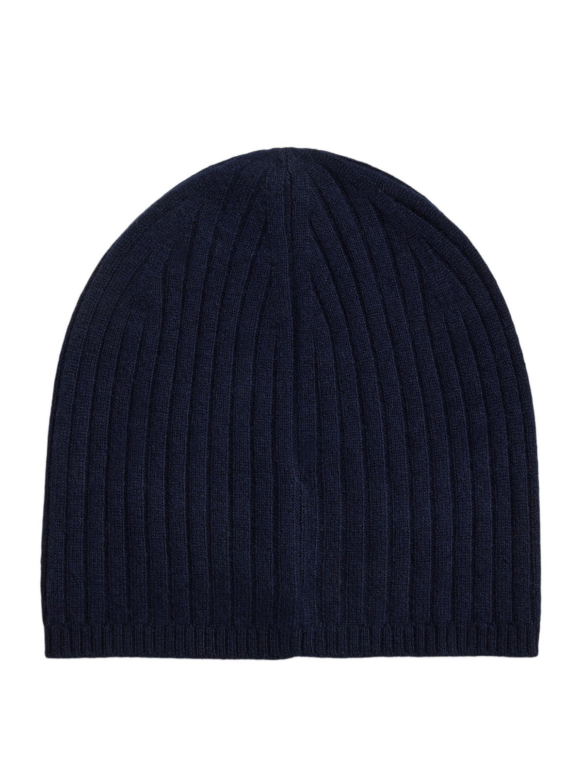 Berretto in cashmere a coste con logo ricamato