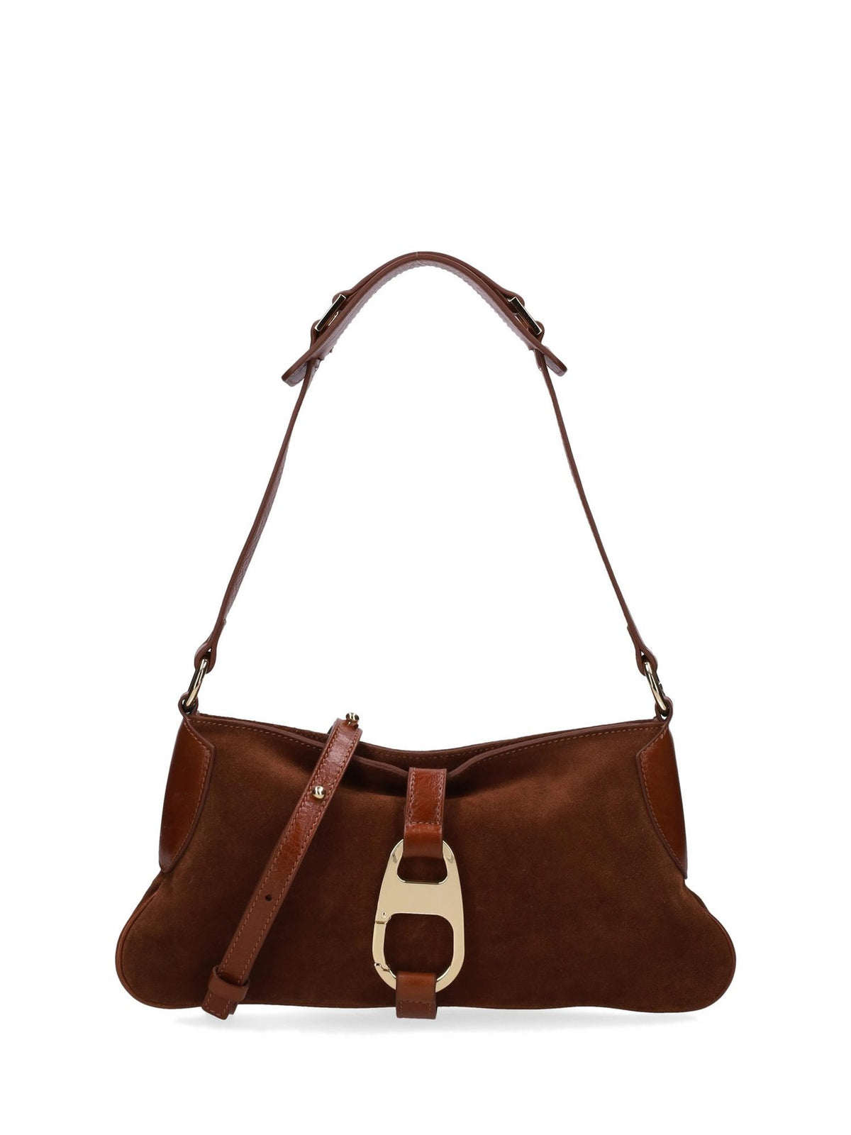 Borsa a Spalla Effetto Suede con Fibbia Dorata