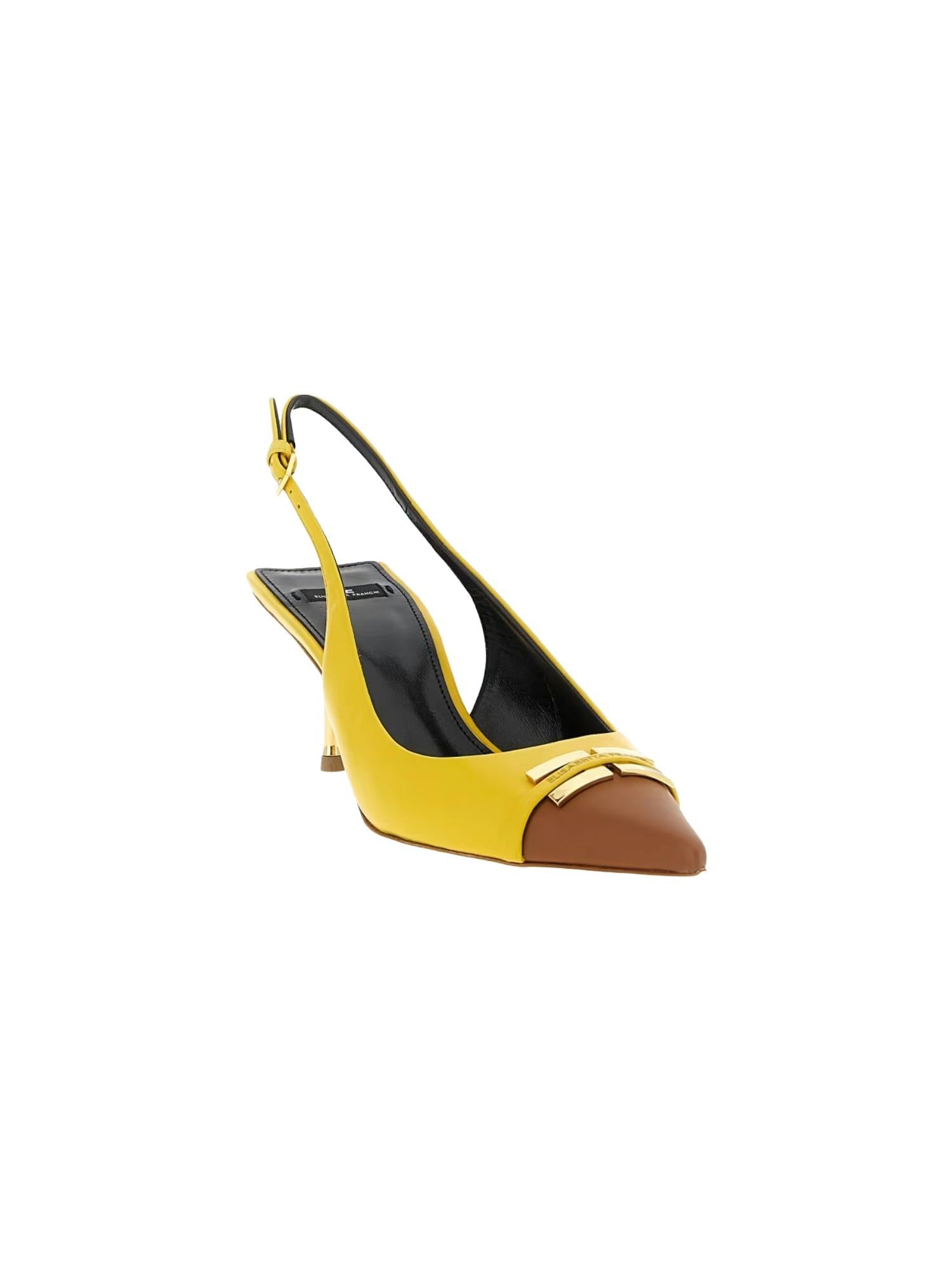 Elisabetta Franchi Slingback bicolore in pelle 5,5 cm