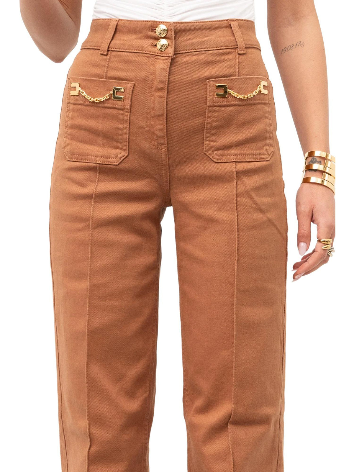 Elisabetta Franchi Jeans dritto con logo gioiello