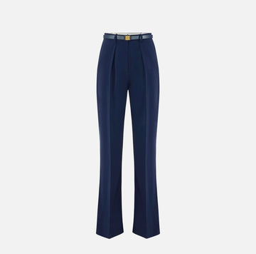 Pantaloni in crêpe leggero con cintura