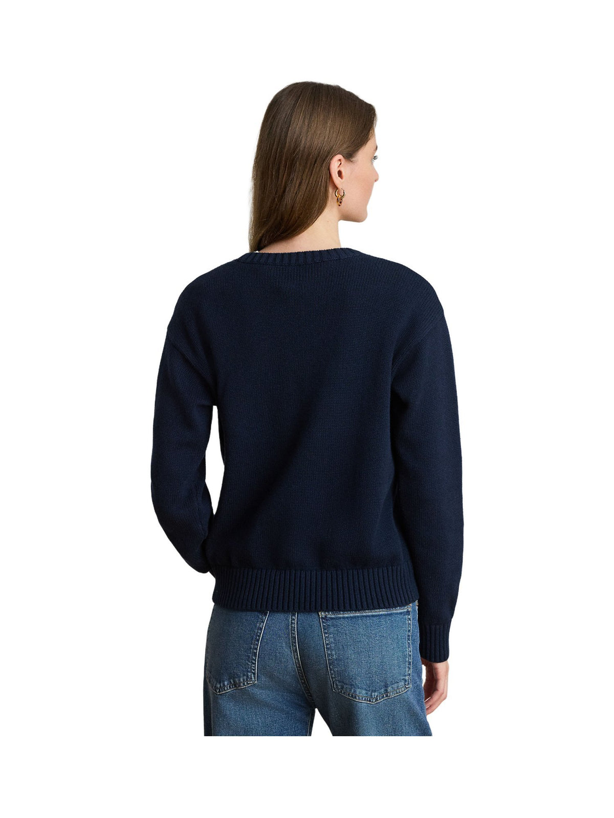Maglione in cotone pettinato con logo ricamato