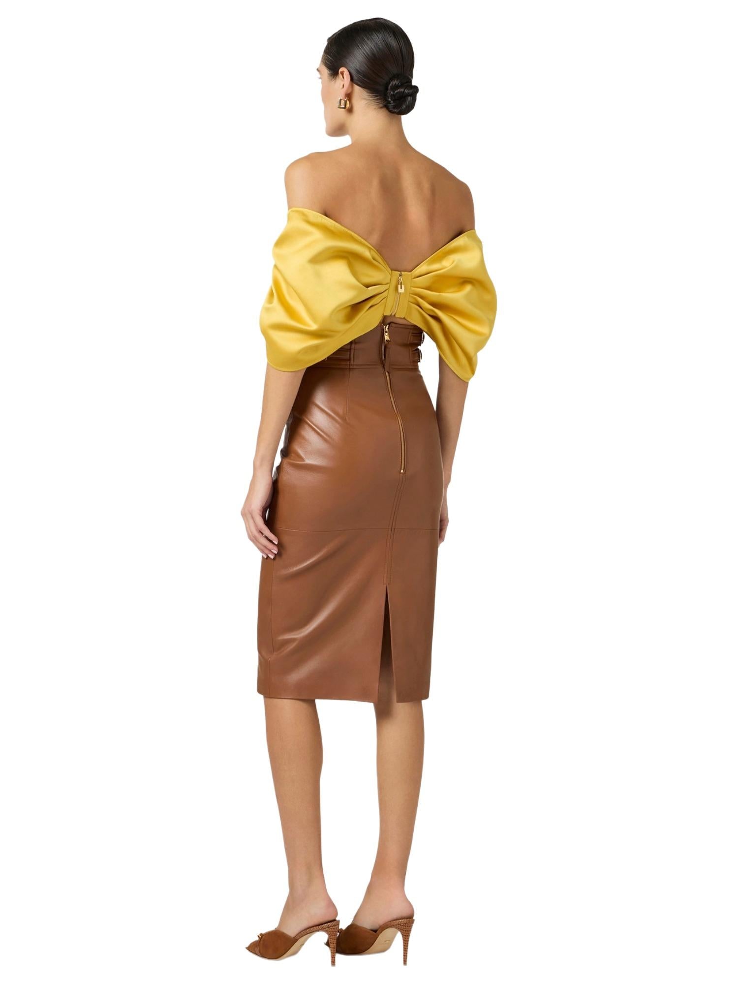 Elisabetta Franchi Gonna in pelle con logo in rilievo