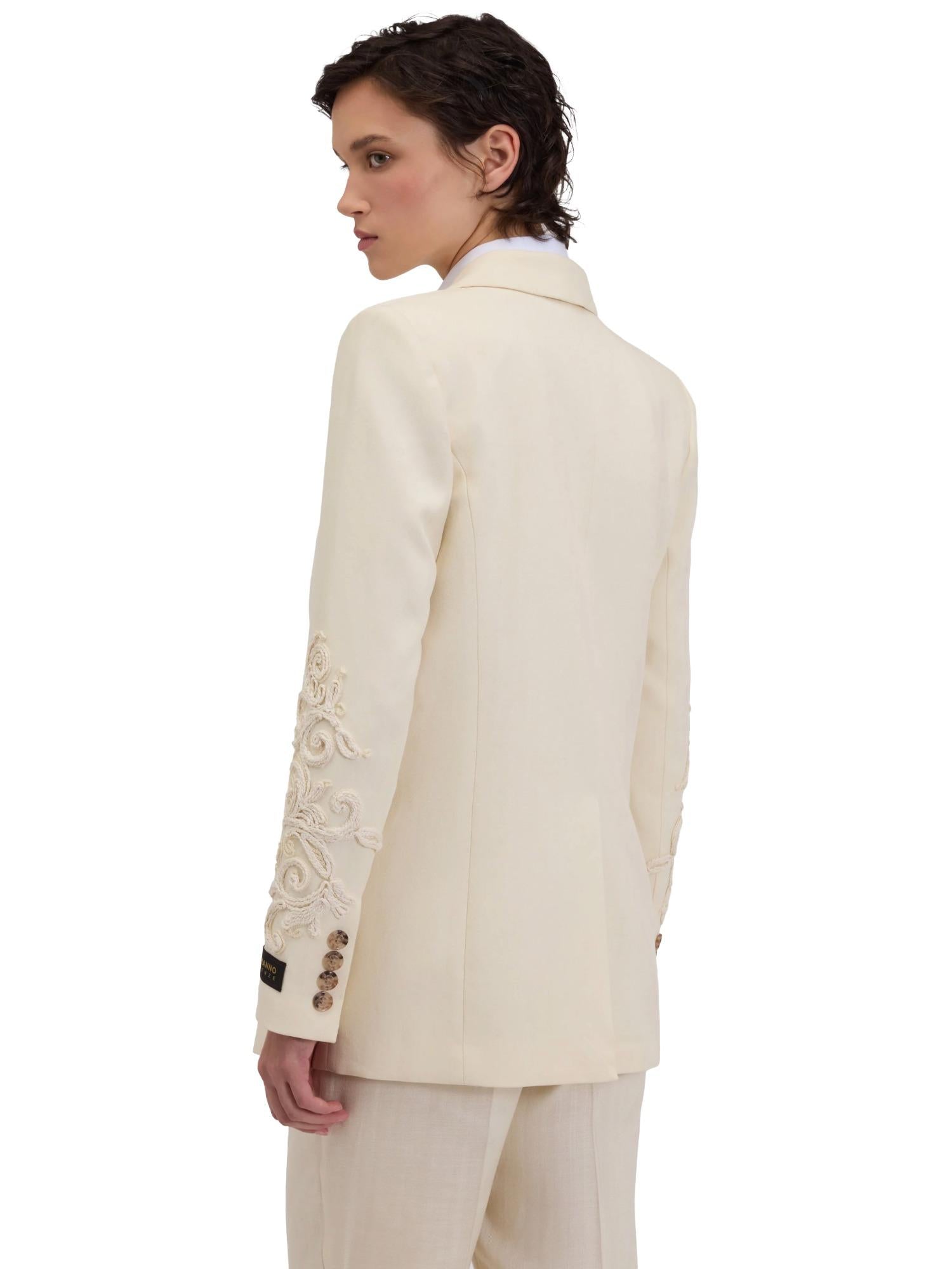 Ermanno Firenze Giacca doppiopetto con ricami cornely