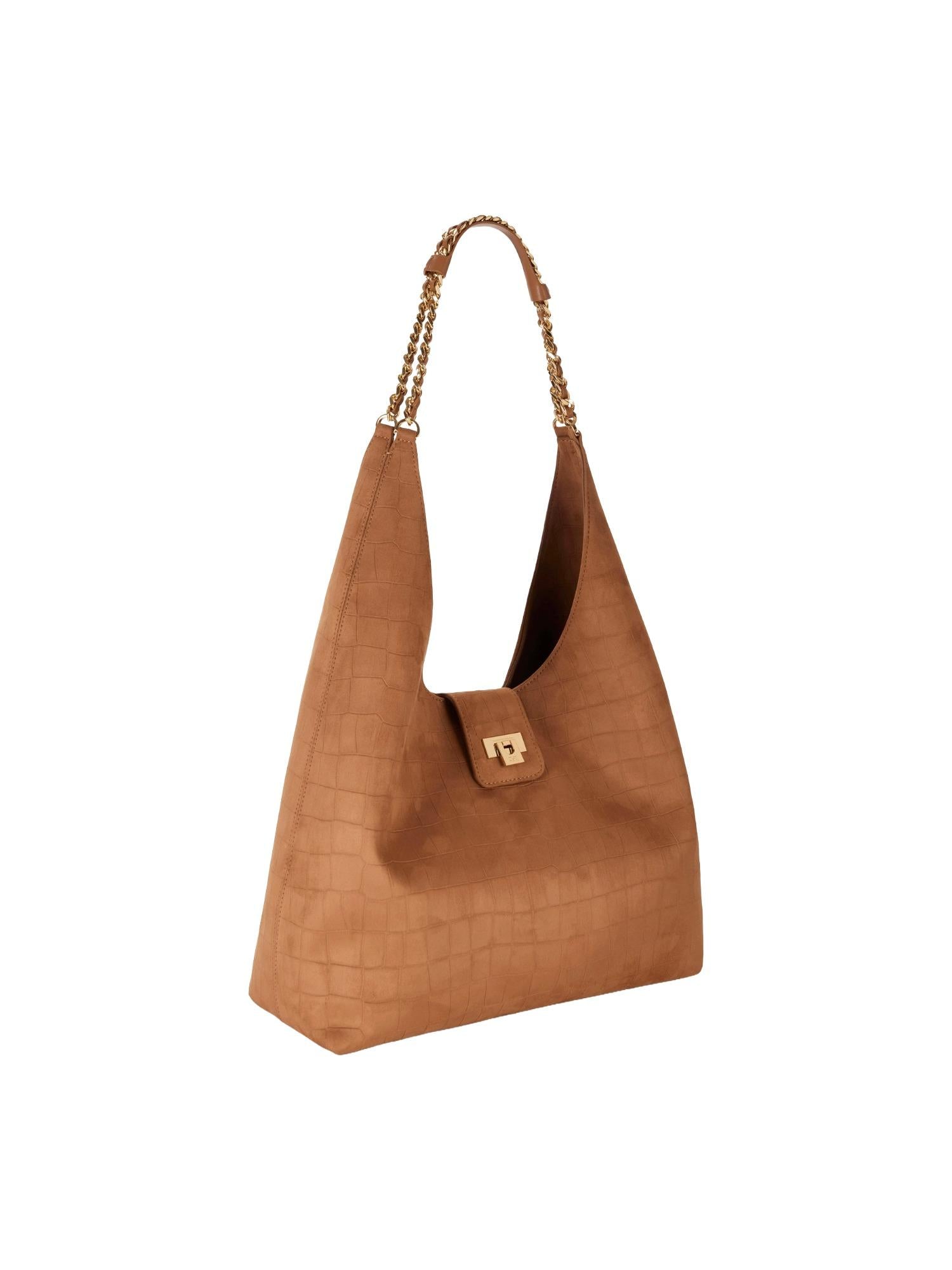 Elisabetta Franchi hobo-tas in ecosuède met krokodillenprint