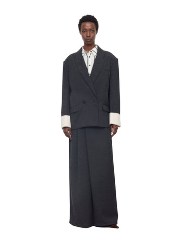Giacca Doppiopetto Oversize con Polsini a Contrasto