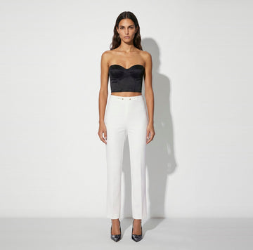 Pantaloni in doppio crêpe stretch con dettaglio gioiello