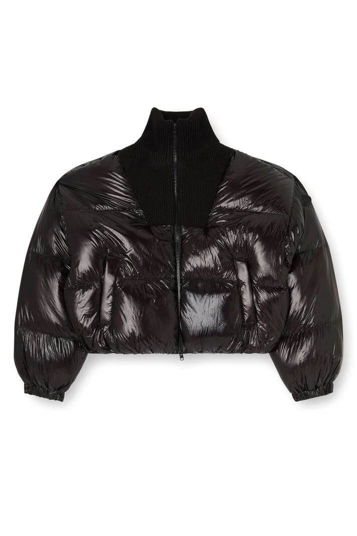 Piumino down in ripstop con collo a maglia