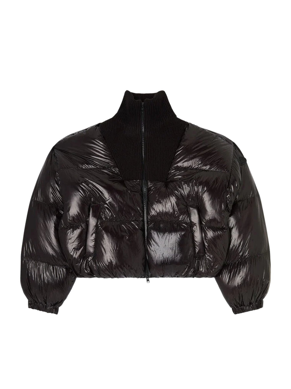 Piumino down in ripstop con collo a maglia