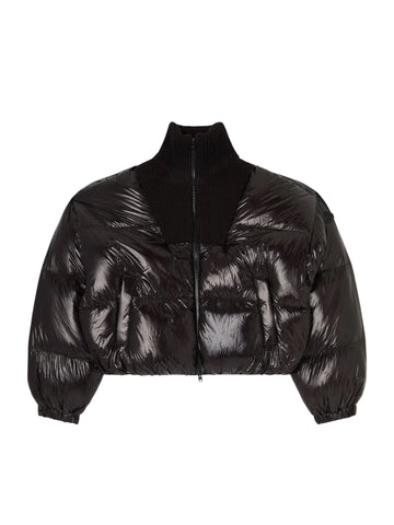 Piumino down in ripstop con collo a maglia