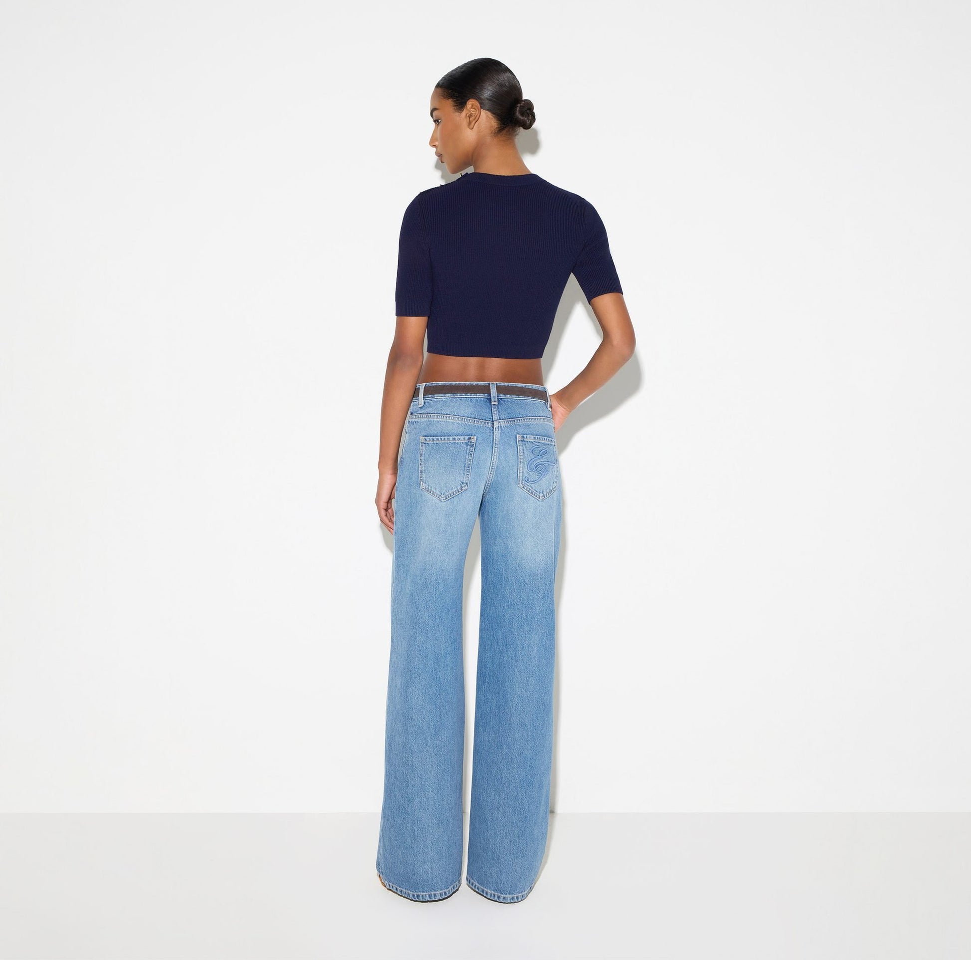 Jeans a palazzo con cintura