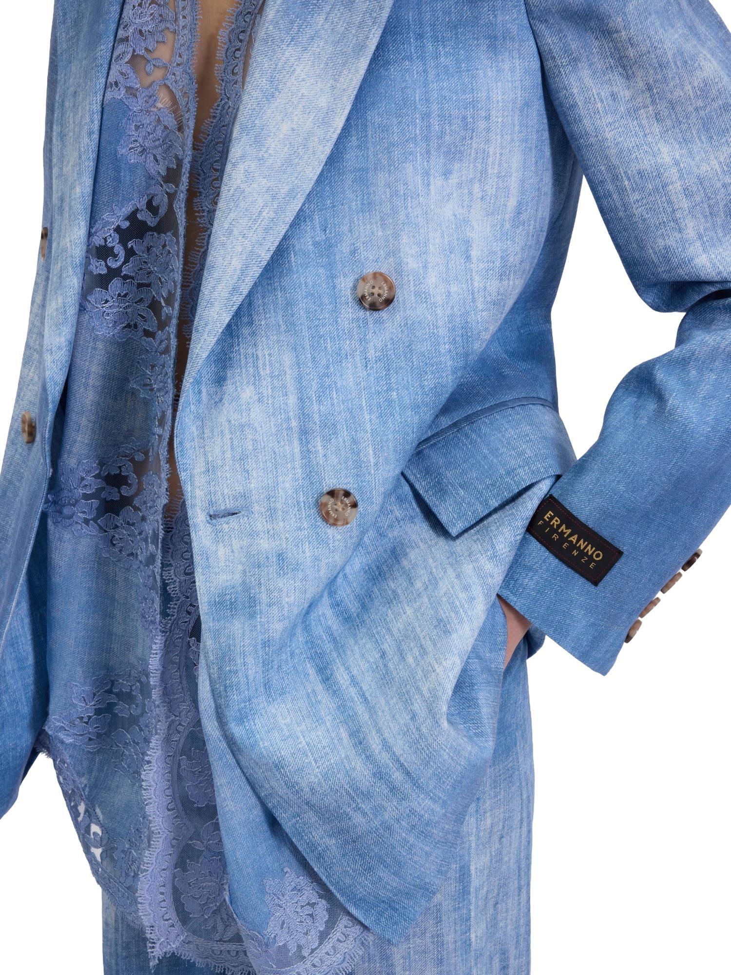 Ermanno Firenze double-breasted jas met denimprint