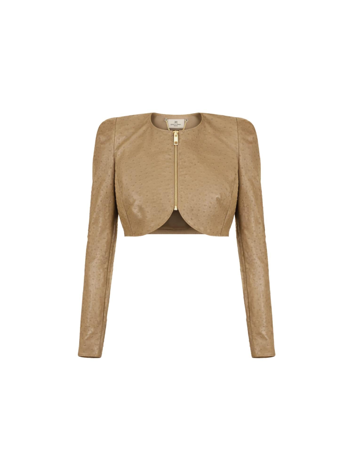 Elisabetta Franchi Giacca crop con stampa struzzo