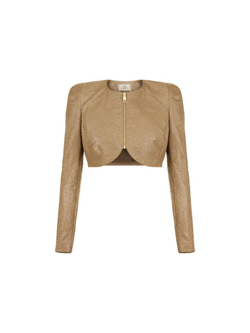 Elisabetta Franchi Giacca crop con stampa struzzo