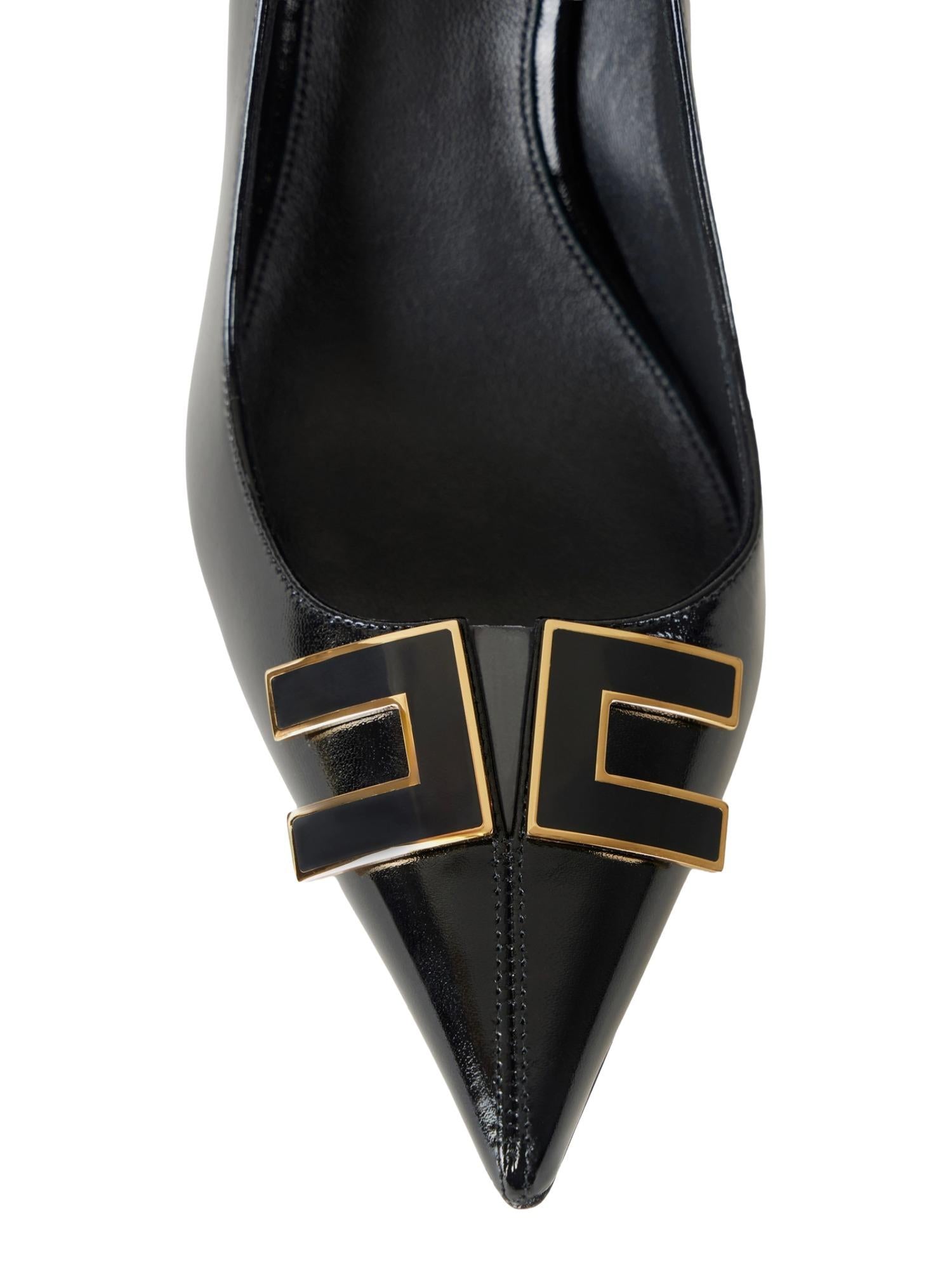 Elisabetta Franchi Decolletè in pelle con logo 10,5 cm