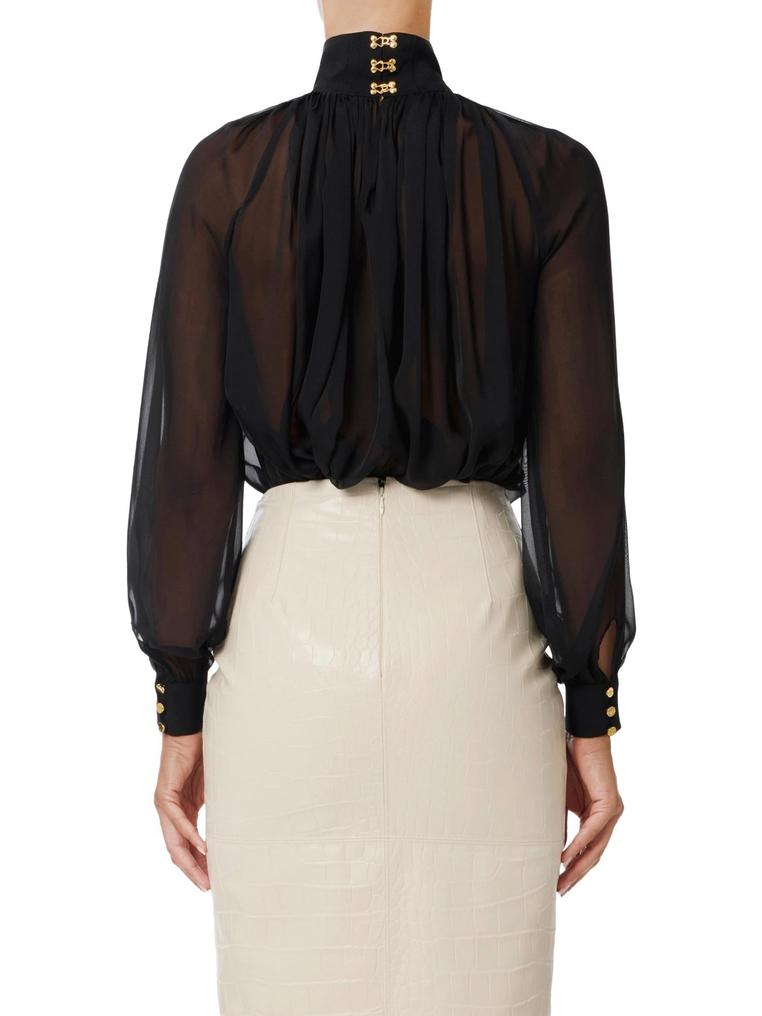 Elisabetta Franchi Blusa in voile con ganci gioiello