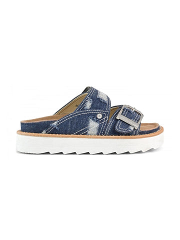 Colors of California Sandali platform 3 cm in denim