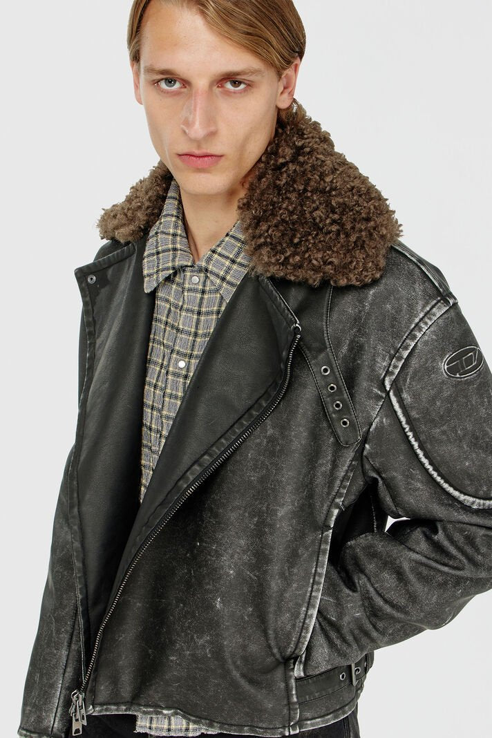 Giacca biker con collo staccabile