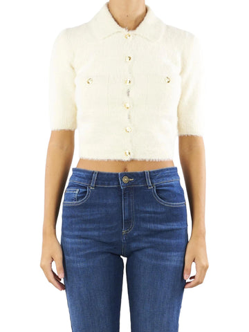 Elisabetta Franchi Cardigan crop in ecopelliccia