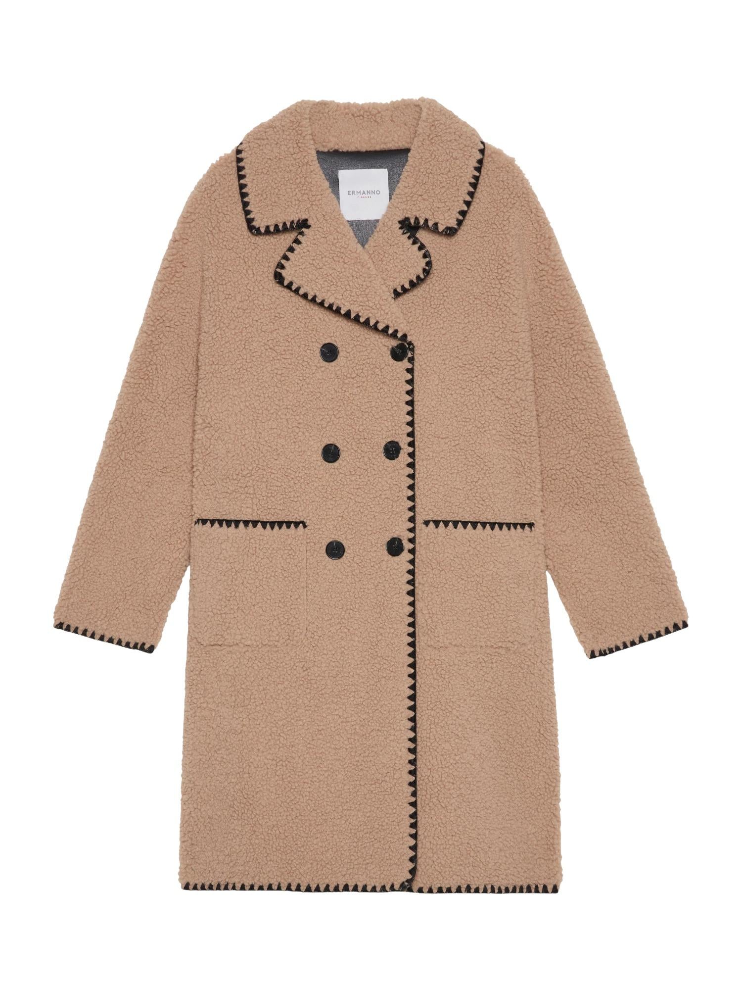 Ermanno Firenze Cappotto doppiopetto in montone ecologico