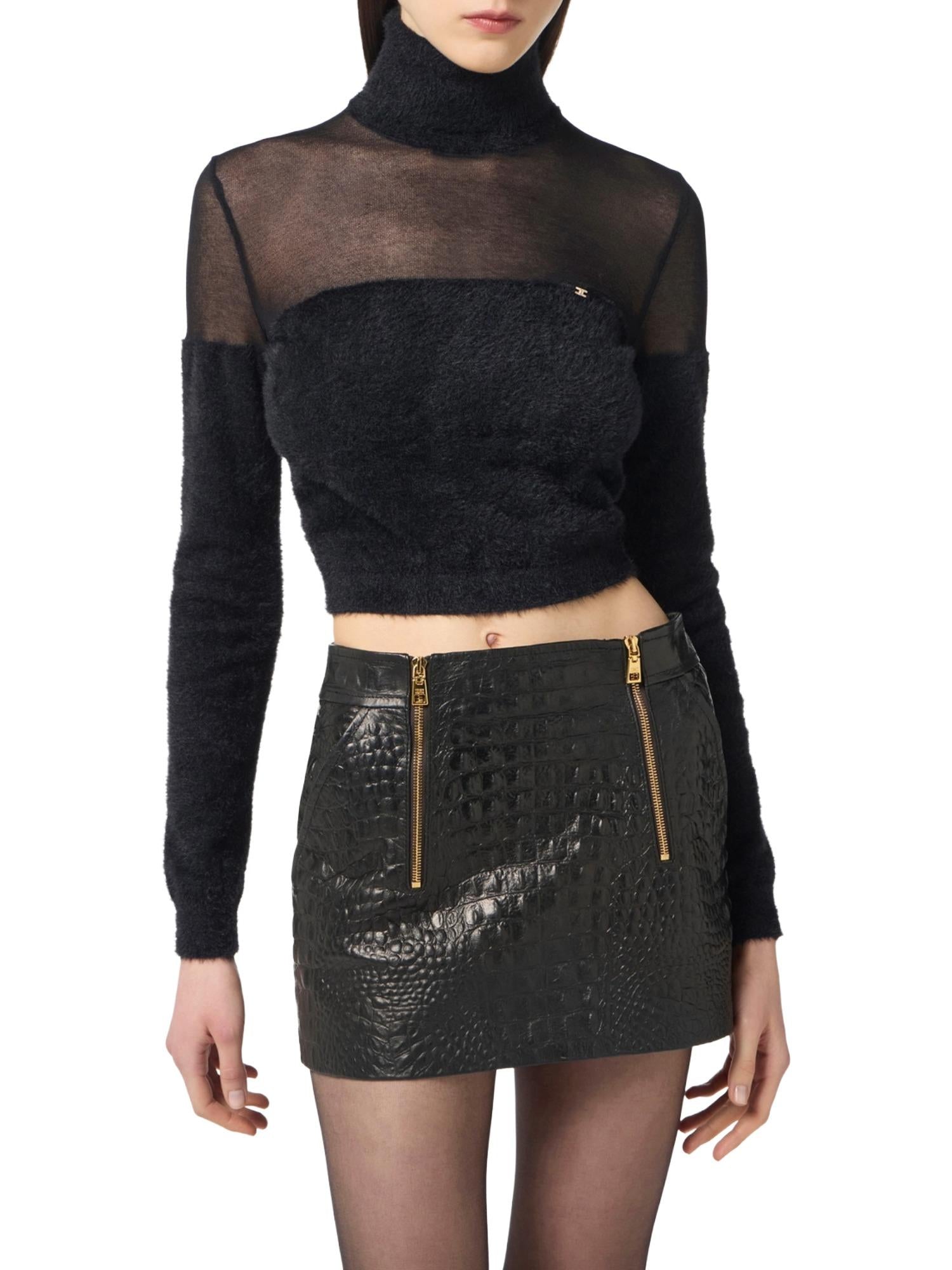 Elisabetta Franchi Maglia a dolcevita con trasparenze